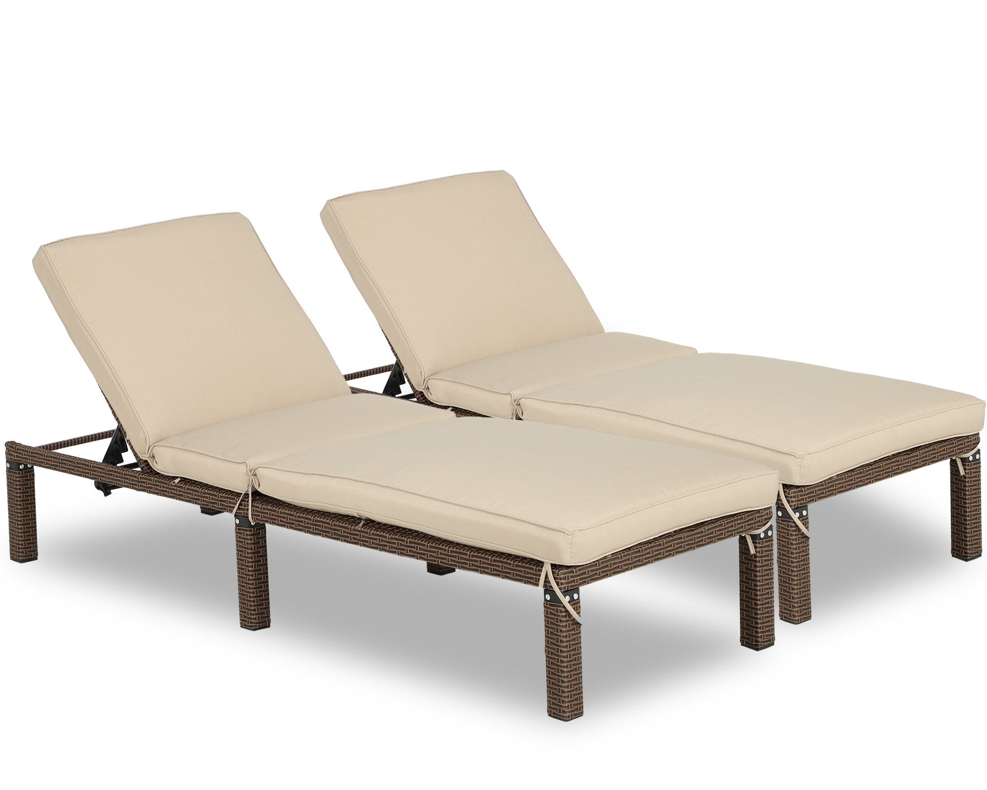 Latitude Run Outdoor Wicker Reclining Chaise Lounge Set With